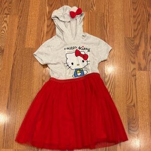 Hello Kitty Gray and Red Hooded Dress